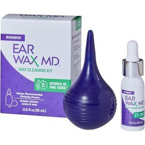 Fast-Acting Ear Wax Removal Drops, 15mL and Rinsing Bulb Kit | Breaks Down